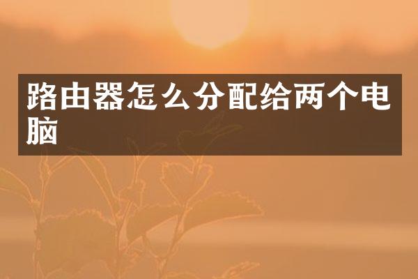 路由器怎么分配给两个电脑