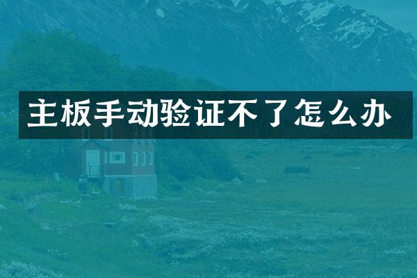 主板手动验证不了怎么办