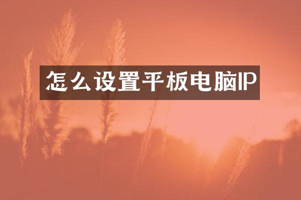 怎么设置平板电脑IP