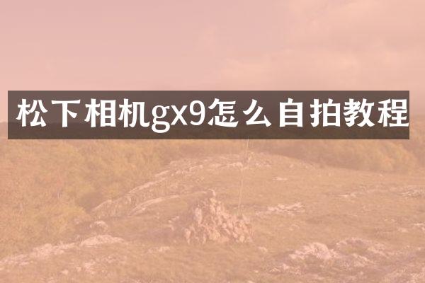 相机gx9怎么教程