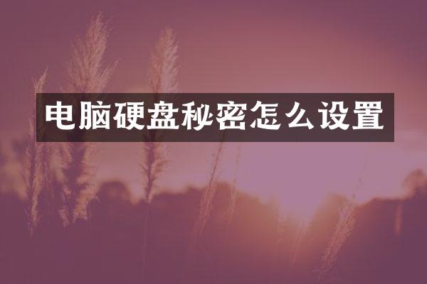 电脑硬盘秘密怎么设置