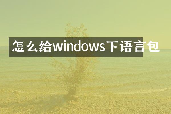 怎么给windows下语言包