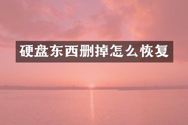 硬盘东西删掉怎么恢复