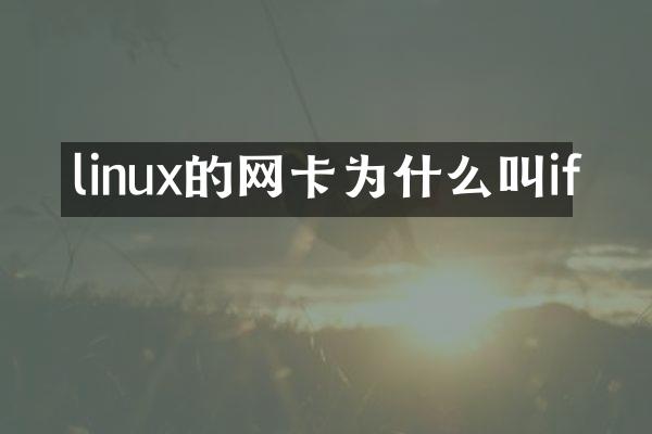 linux的网卡为什么叫if