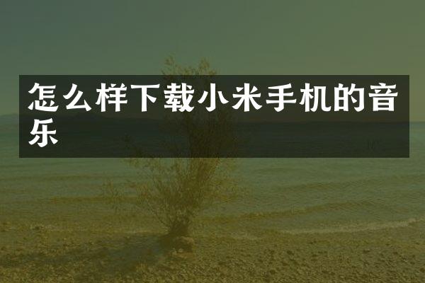 怎么样下载小米手机的音乐