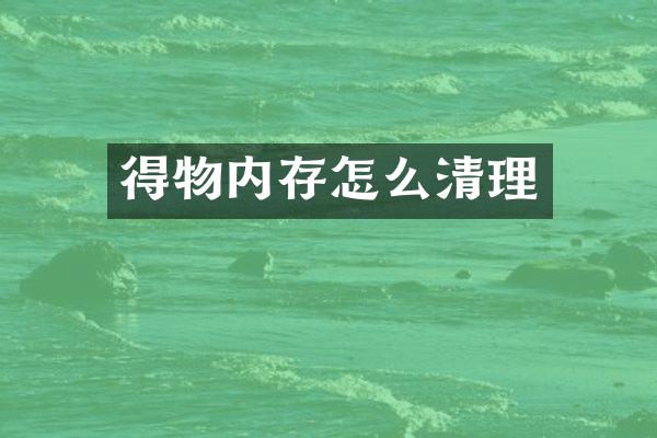 得物内存怎么清理