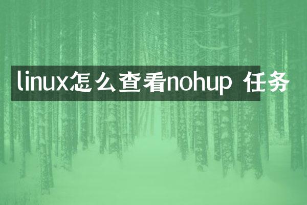 linux怎么查看nohup 任务