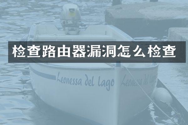 检查路由器漏洞怎么检查