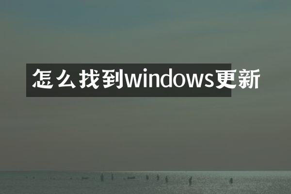 怎么找到windows更新