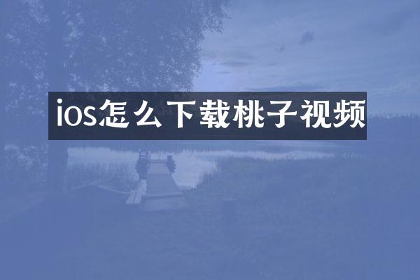 ios怎么下载桃子视频