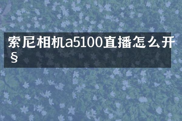 相机a5100直播怎么开始