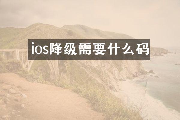 ios降级需要什么码