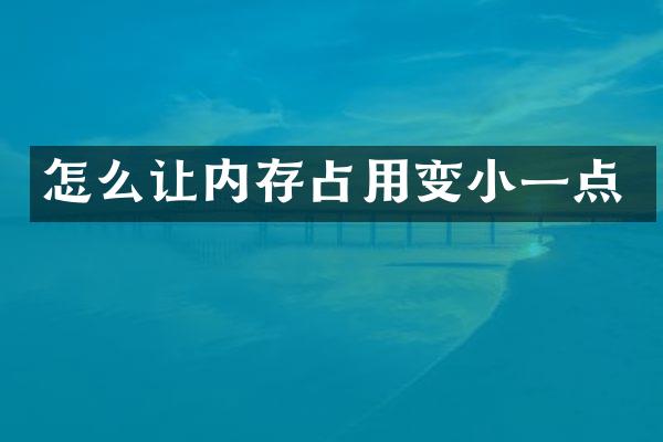 怎么让内存占用变小一点