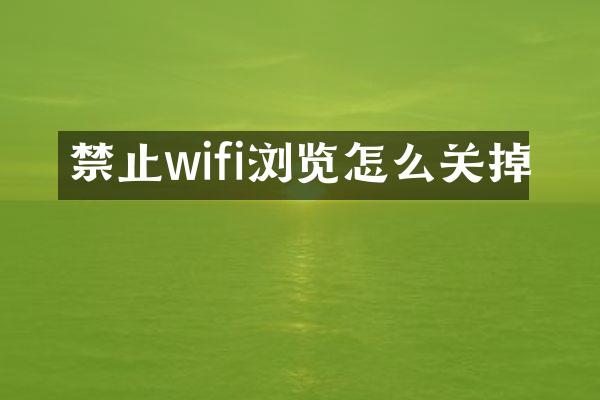 禁止wifi浏览怎么关掉