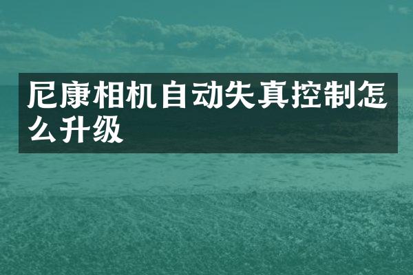 尼康相机自动失真控制怎么升级