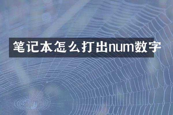 笔记本怎么打出num数字