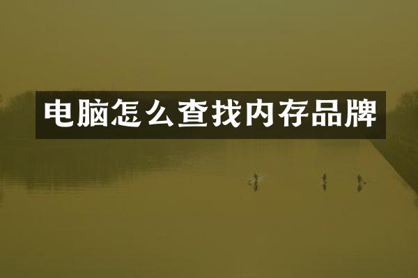 电脑怎么查找内存品牌