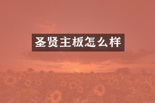 圣贤主板怎么样