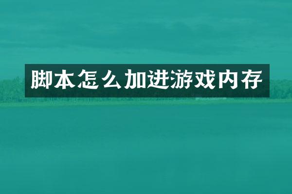 脚本怎么加进游戏内存