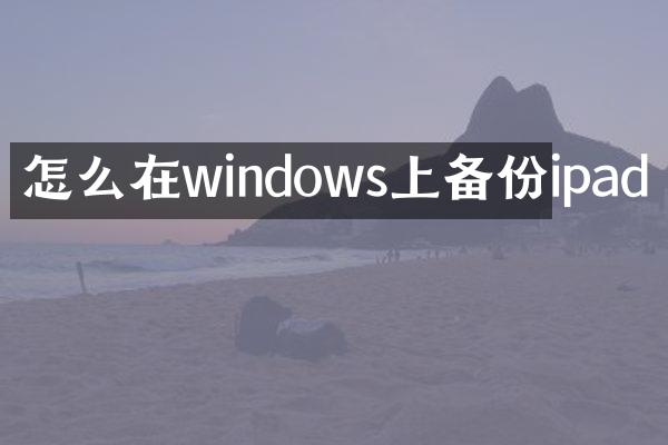 怎么在windows上备份ipad