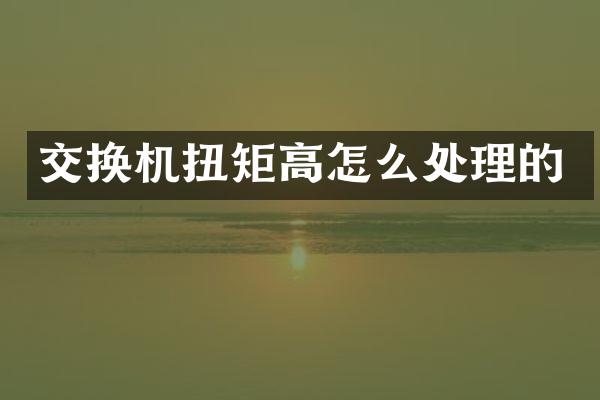 交换机扭矩高怎么处理的