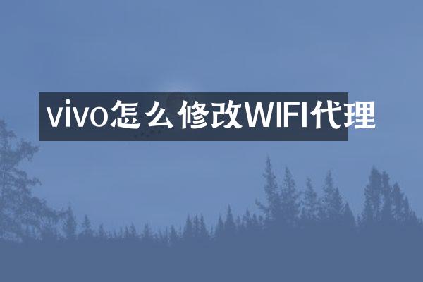 vivo怎么修改WIFI代理