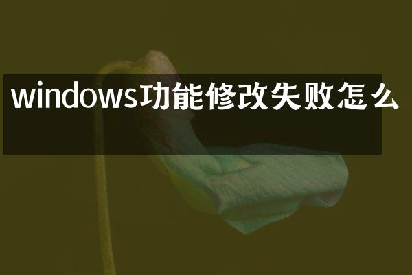 windows功能修改失败怎么办