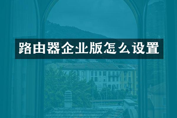 路由器企业版怎么设置