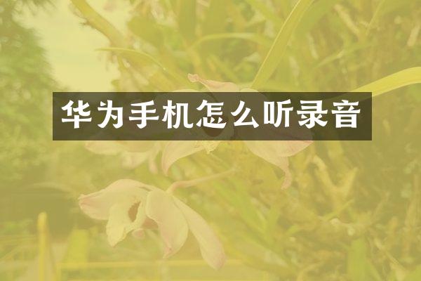 华为手机怎么听录音