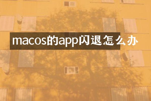 macos的app闪退怎么办