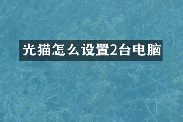光猫怎么设置2台电脑