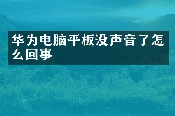 华为电脑平板没声音了怎么回事