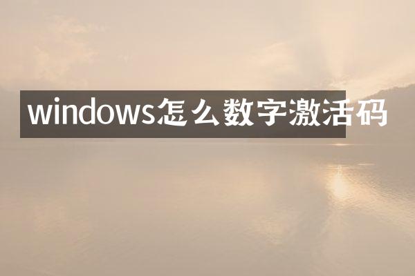 windows怎么数字激活码