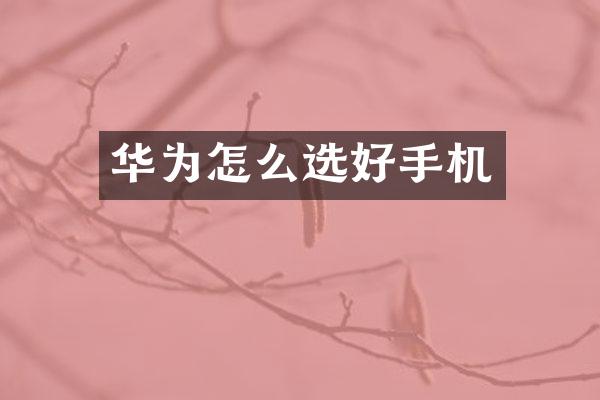 华为怎么选好手机