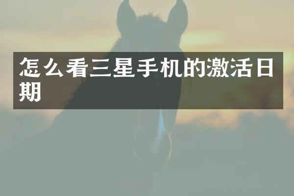 怎么看三星手机的激活日期