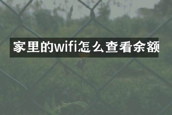 家里的wifi怎么查看余额