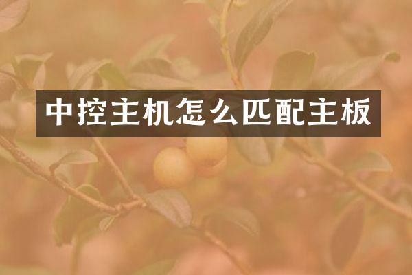 中控主机怎么匹配主板