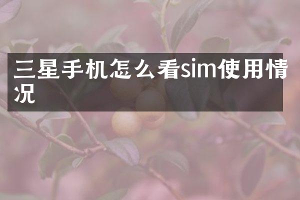 三星手机怎么看sim使用情况