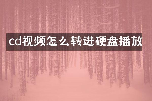 cd视频怎么转进硬盘播放