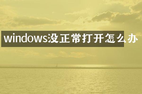 windows没正常打开怎么办