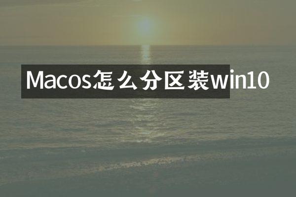 Macos怎么分区装win10