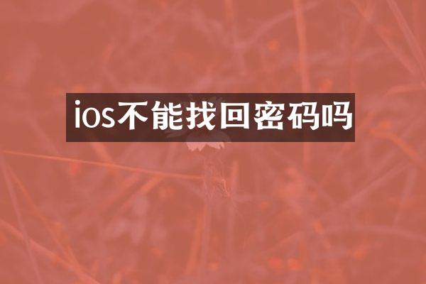 ios不能找回密码吗