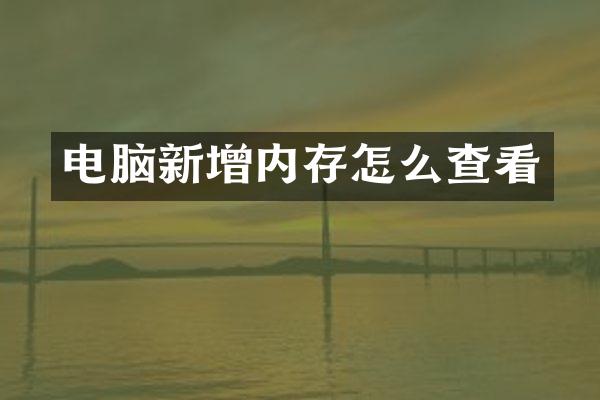 电脑新增内存怎么查看