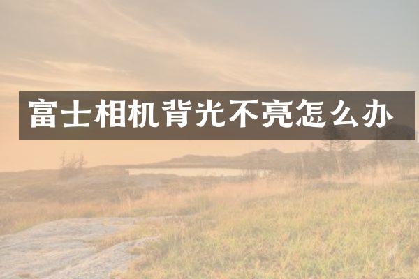 富士相机背光不亮怎么办