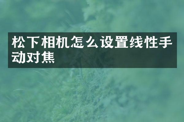 相机怎么设置线性手动对焦