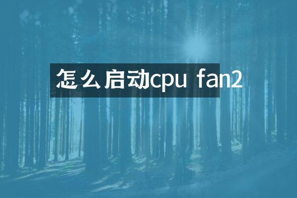 怎么启动cpu fan2