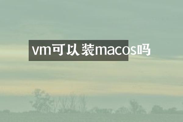 vm可以装macos吗