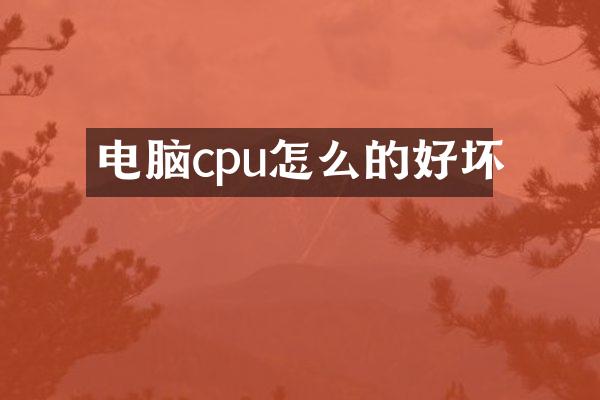 电脑cpu怎么的好坏
