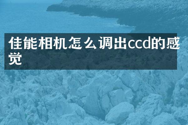 佳能相机怎么调出ccd的感觉