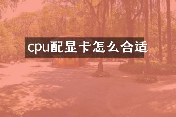 cpu配显卡怎么合适